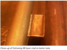 close up of Colmonoy 88 laser clad on boiler tube