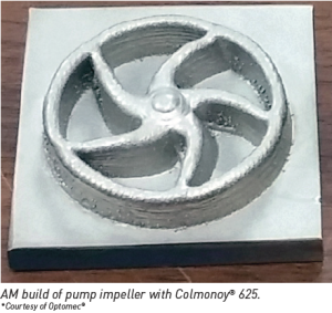 AM bulid of pump impeller with colomony