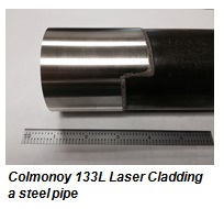 Colmonoy 133L laser Cladding a steel pipe