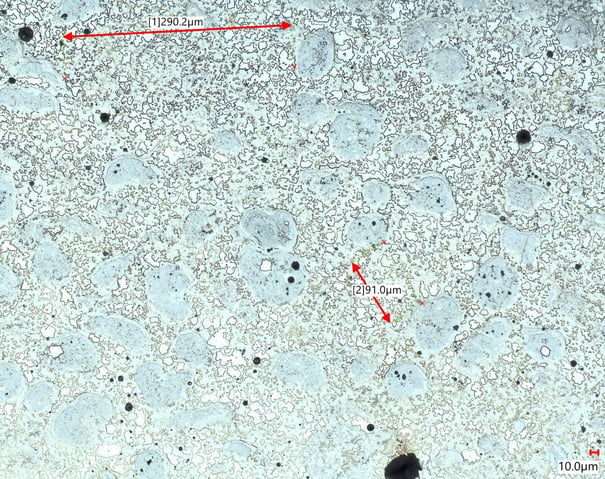 NiCrBSi matrix plus tungsten carbide micrograph