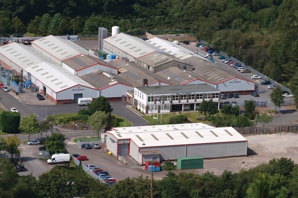 Arial view of Wall Colmonoy Limited (UK) after expansion in the 2000s due to increased demands  for powder manufacturing